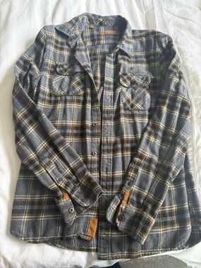 Nifty Genius Button-Down Flannel Shirt in Gray & Brown